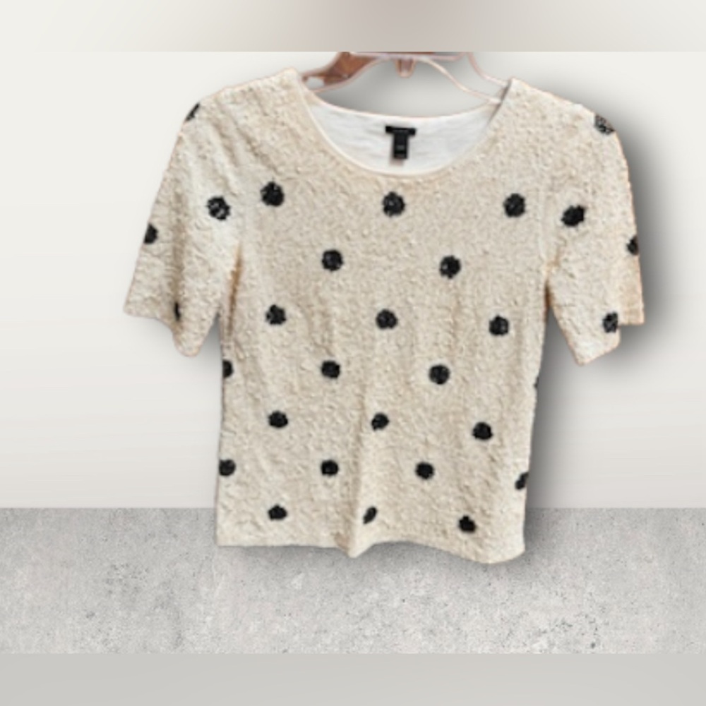 Like new! J. Crew Ivory and Black Sequin top